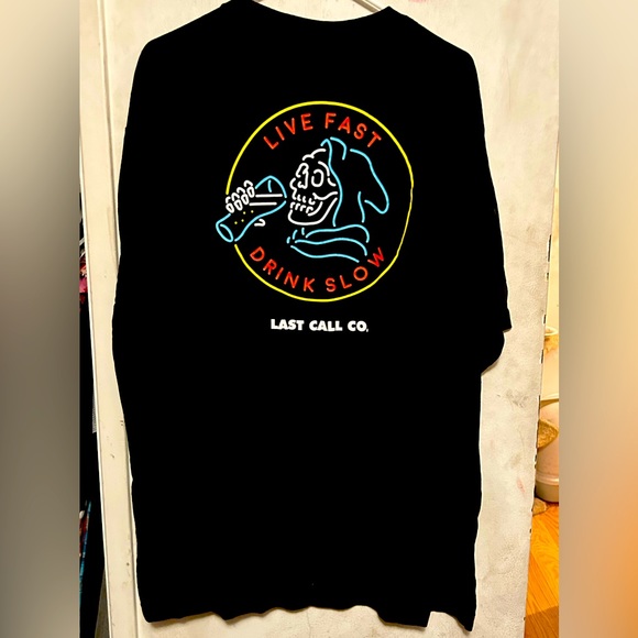 Last call company Live Fast Drink Slow black extra large T-shirt like new - Picture 3 of 4
